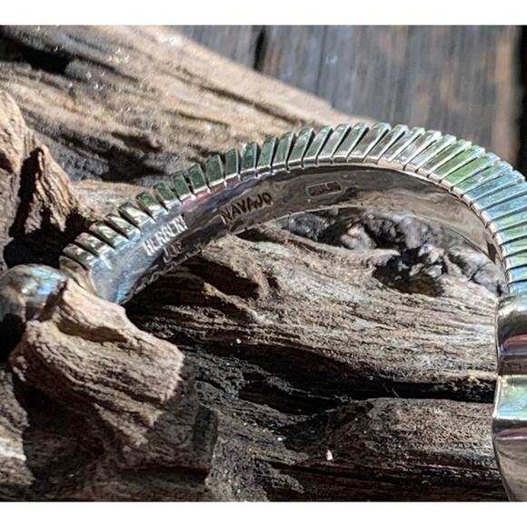 Navajo Artist Herbert Joe SS, Turquoise and Gemstone Cuff - Picture 8 of 8